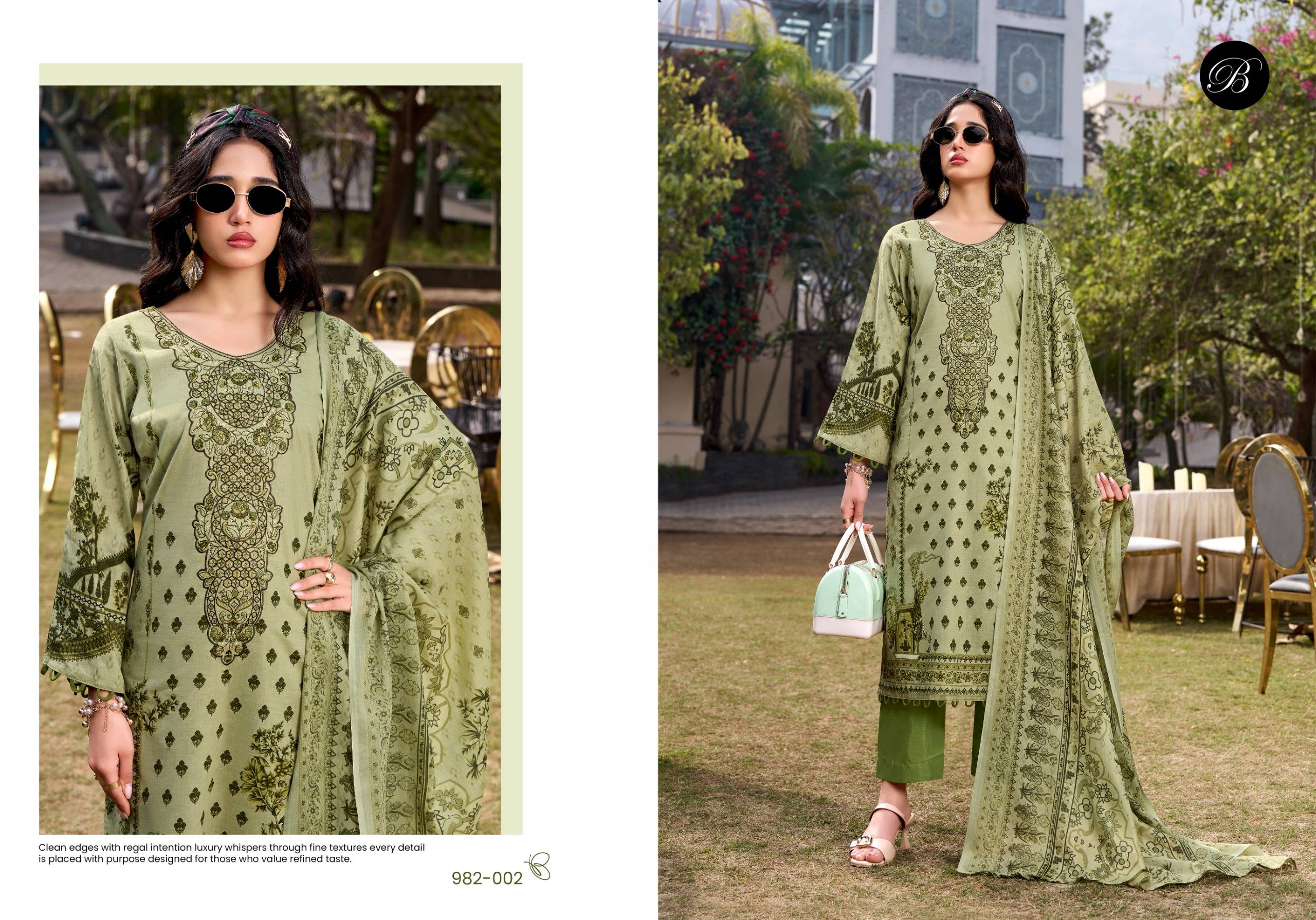 NAIRA VOL-144 BY BelliZa 982-001 TO 982-008 SERIES Pakistani Stylish Embroidered Pure Cotton Dresses At Wholesale Price